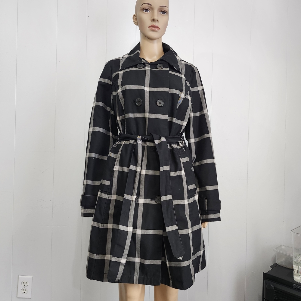 Merona Black and White Checkered Trench Coat